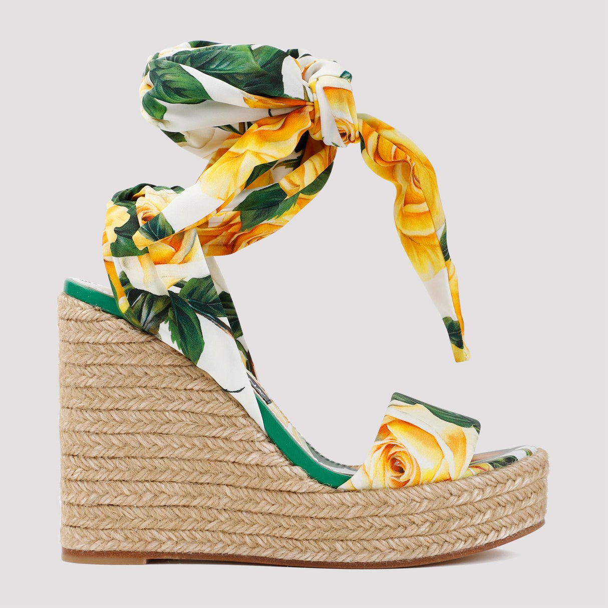 Sandal Đế Cao Floral Silk Cho Nữ - Vàng