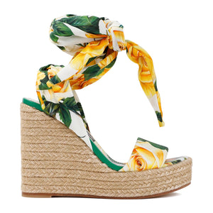 DOLCE & GABBANA Chic Floral Mini Wedge Sandals