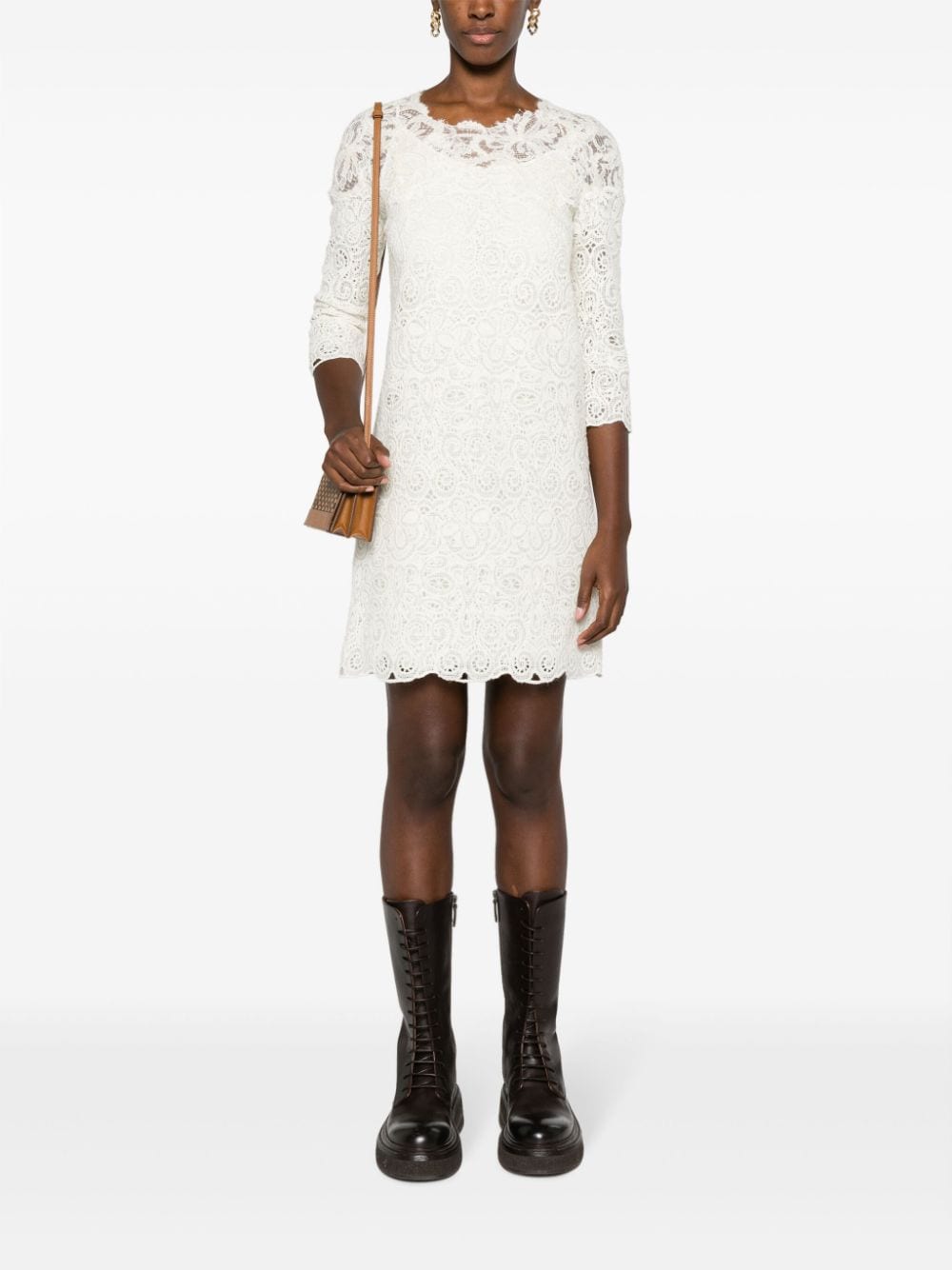 ERMANNO SCERVINO Chic and Sophisticated White Lace Dress