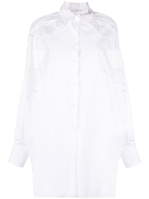 ERMANNO SCERVINO Elegant Oversized White Shirt with Lace Details