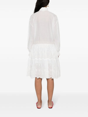 ERMANNO SCERVINO Floral Embroidered Scalloped Collar Cotton Dress