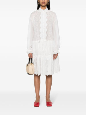 ERMANNO SCERVINO Floral Embroidered Scalloped Collar Cotton Dress