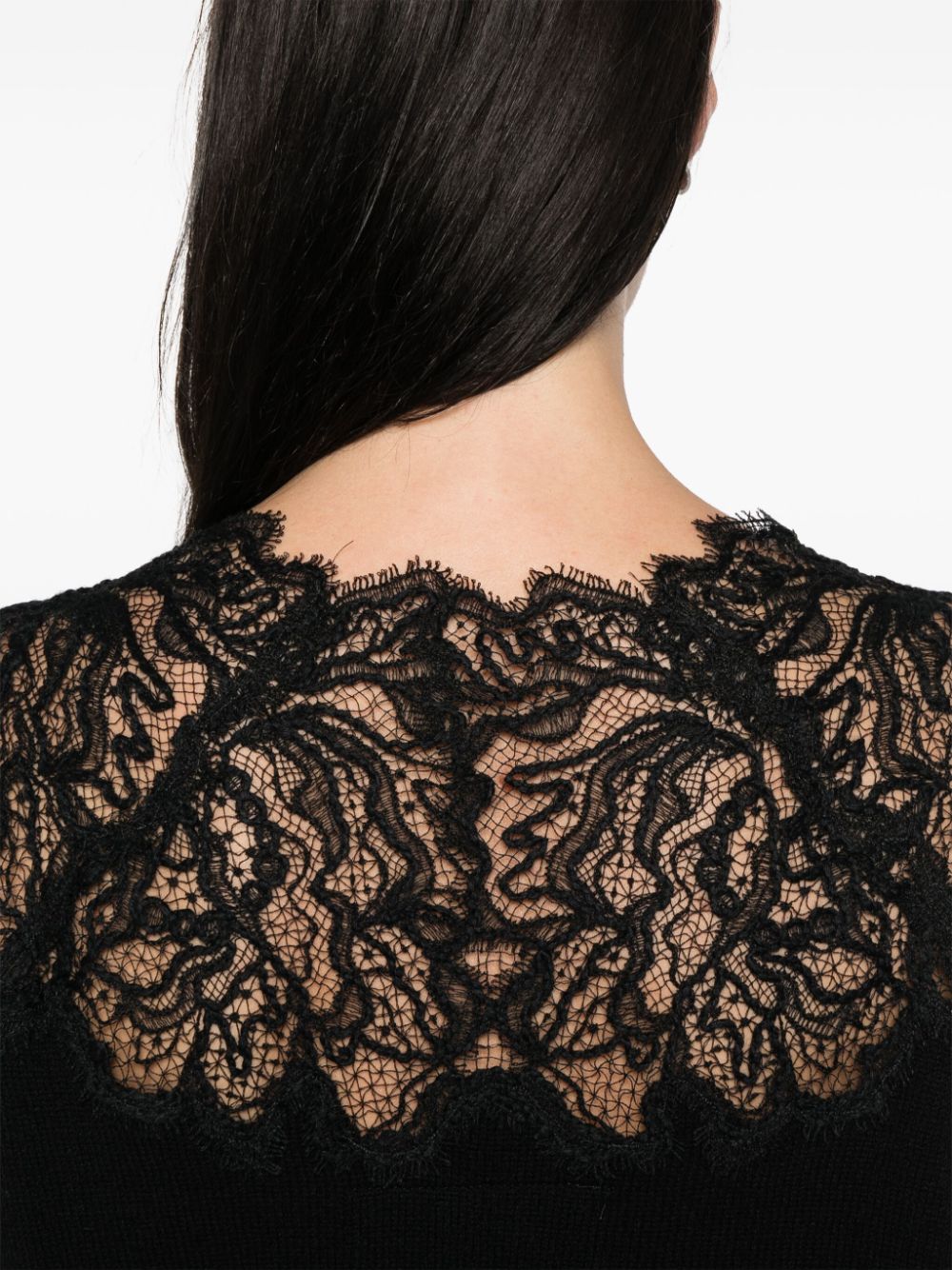 ERMANNO SCERVINO Embroidered Cashmere Sweater with Lace Detail