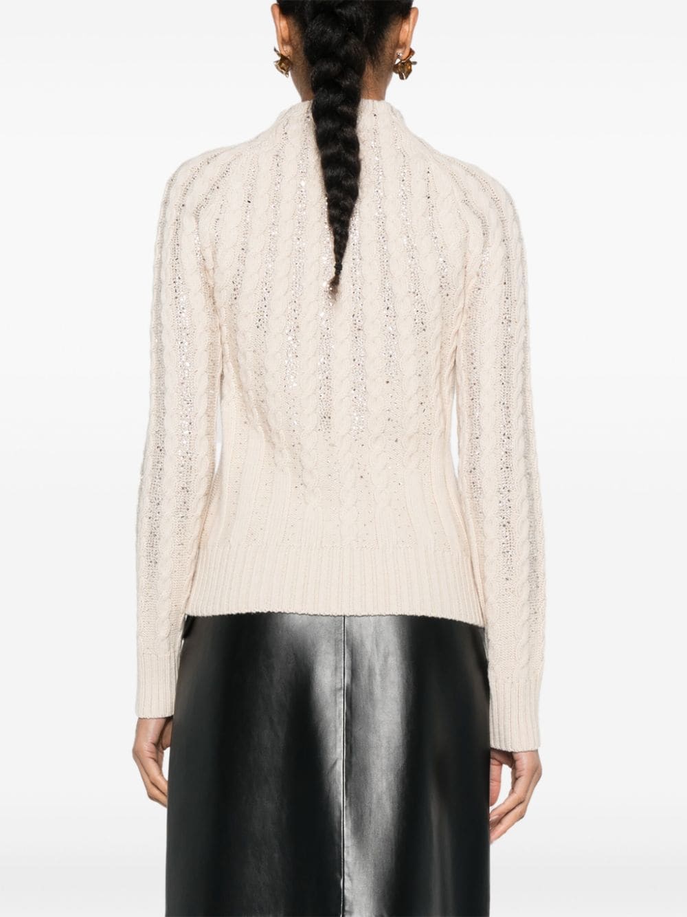 ERMANNO SCERVINO Chic Cable Knit Wool Turtle-Neck Sweater for Women