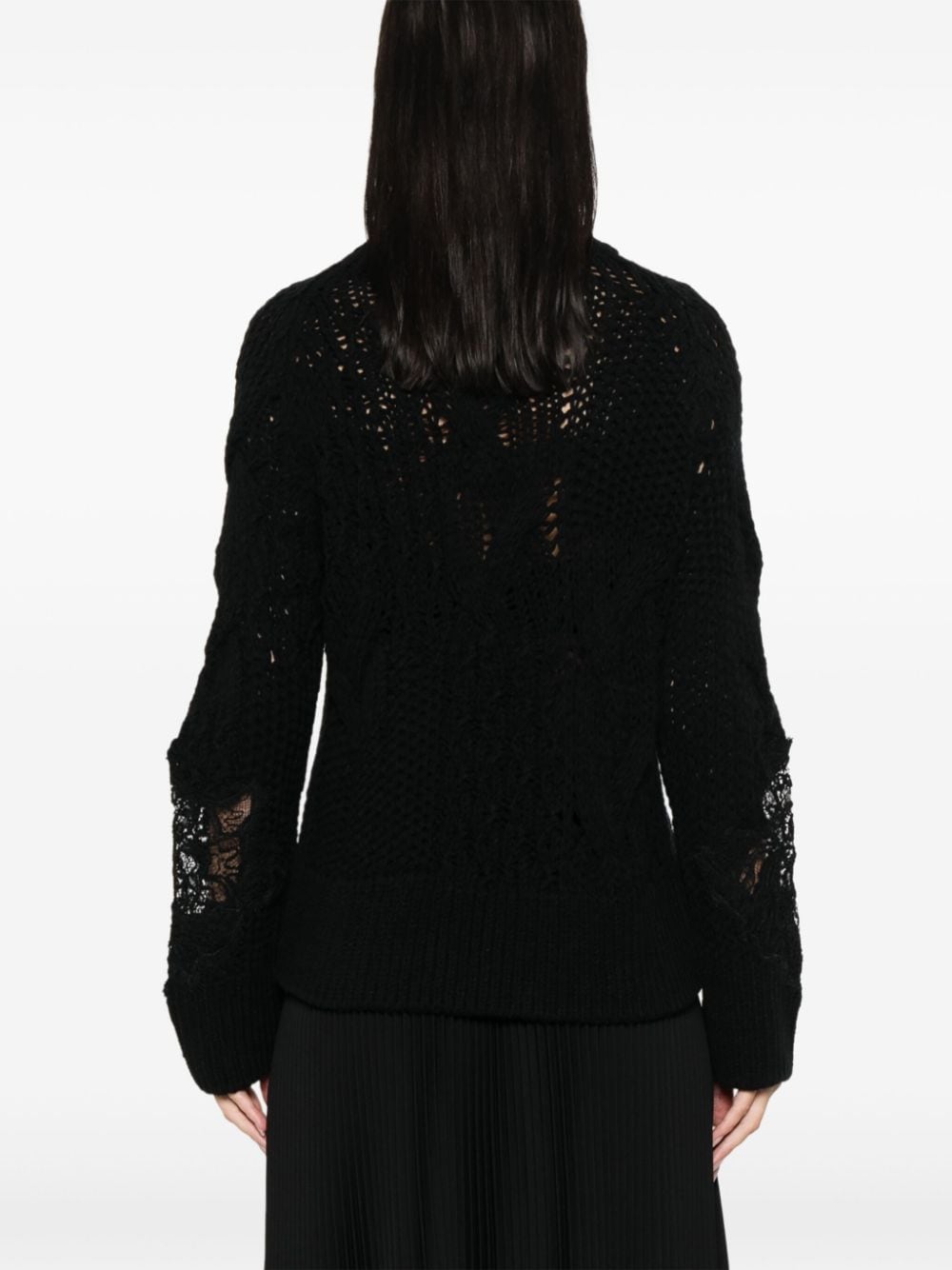 ERMANNO SCERVINO Open Knit Lace Detail Cable Knit Sweater