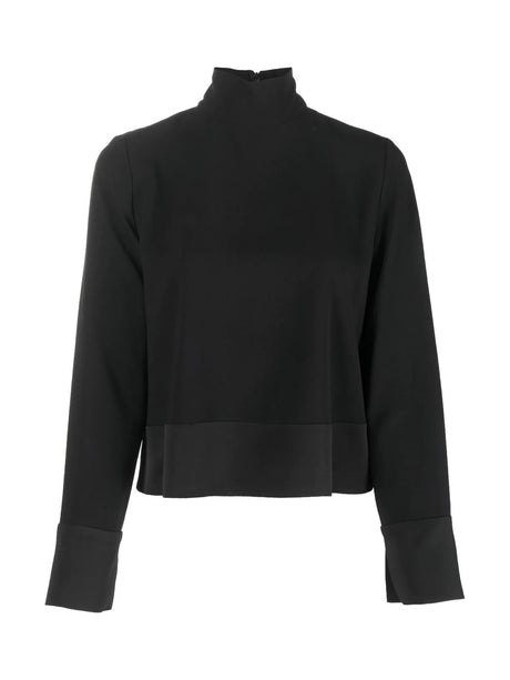 EMPORIO ARMANI Women's Satin Band Turtleneck Blouse