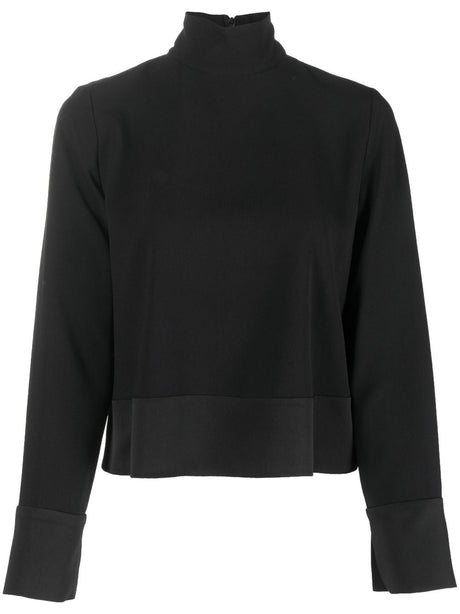 EMPORIO ARMANI Women's Satin Band Turtleneck Blouse