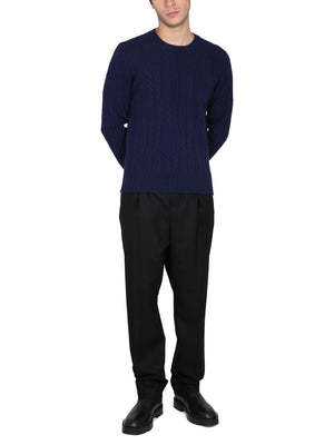 DRUMOHR Men's Cashmere Sweater with Offset Track Pattern