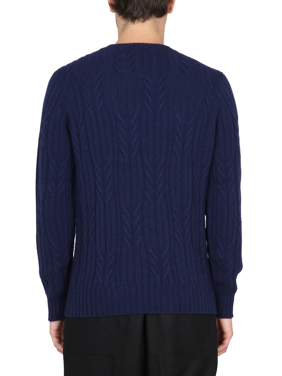 DRUMOHR Men's Cashmere Sweater with Offset Track Pattern