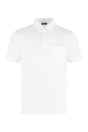 ZEGNA Men's Short Sleeve White Cotton Pique Polo Shirt with Hemline Side Slits