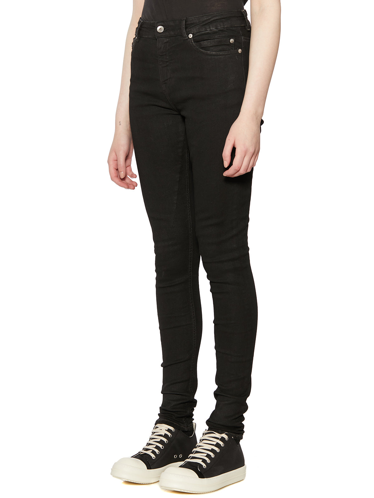 DRKSHDW Black Denim Jeans for Women with Belt Waist and Five Pockets