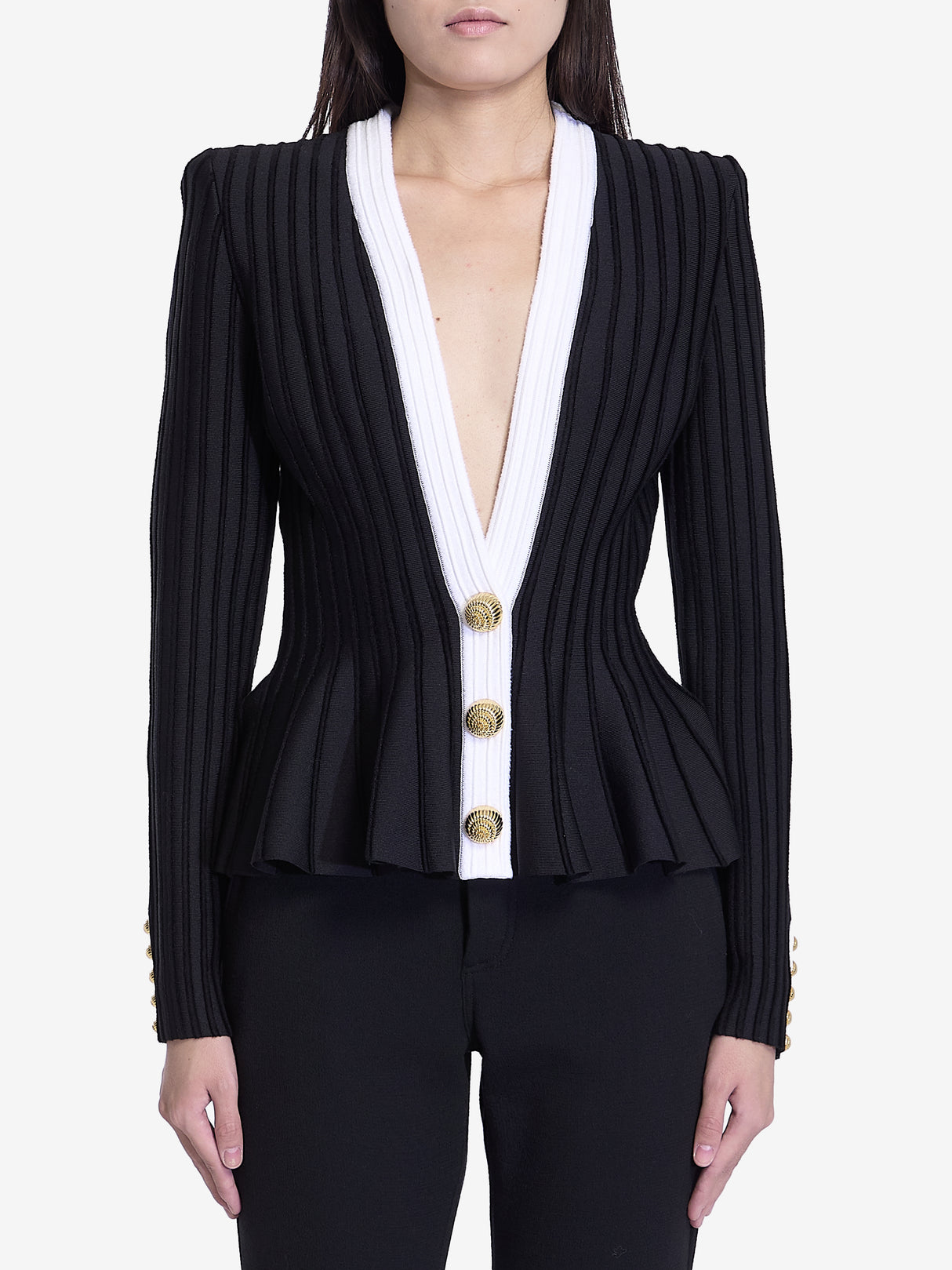 BALMAIN Structured Velvet Knit Jacket - Fitted Cut