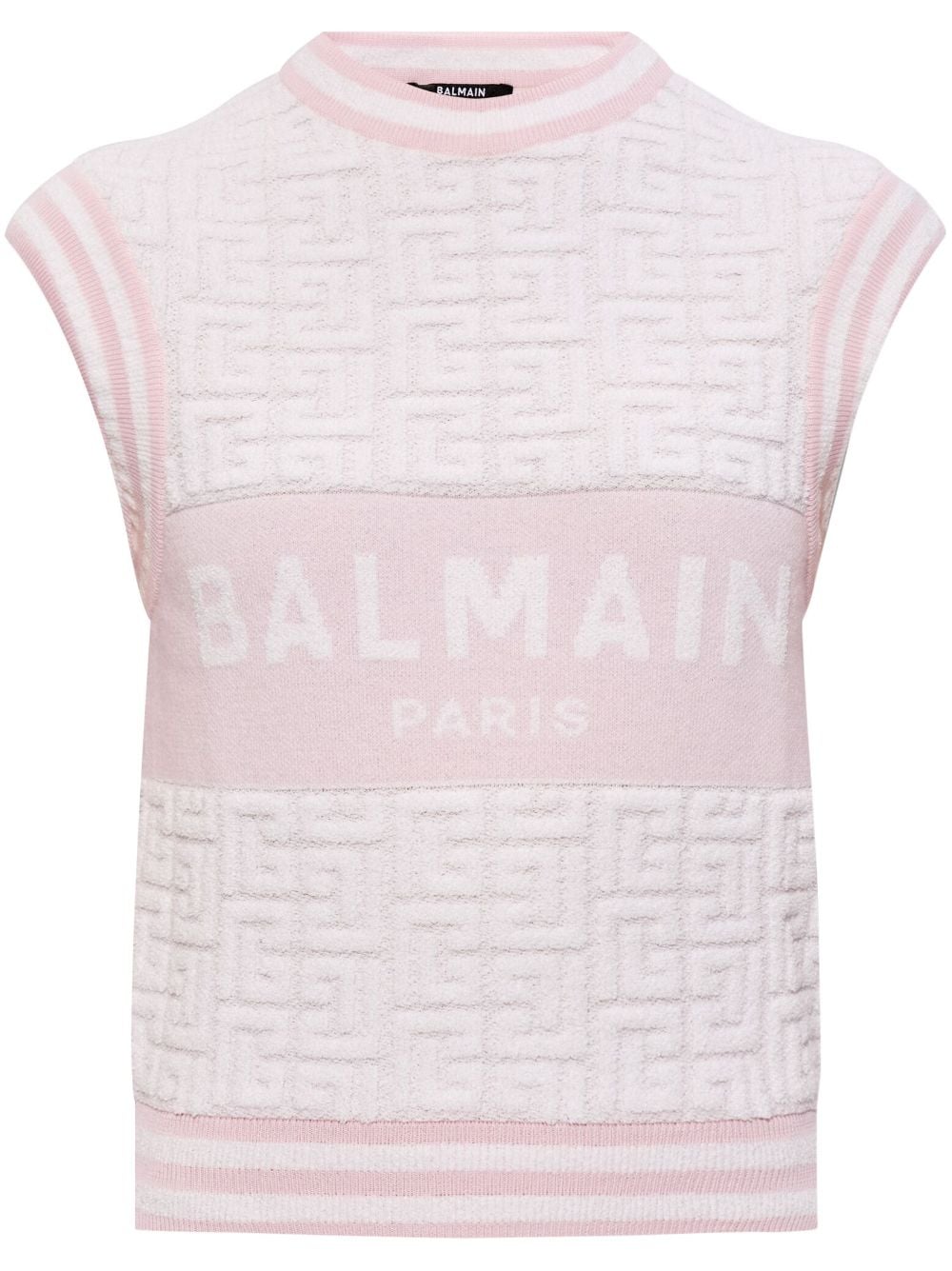 BALMAIN Elegant Monogram Wool Tank Top