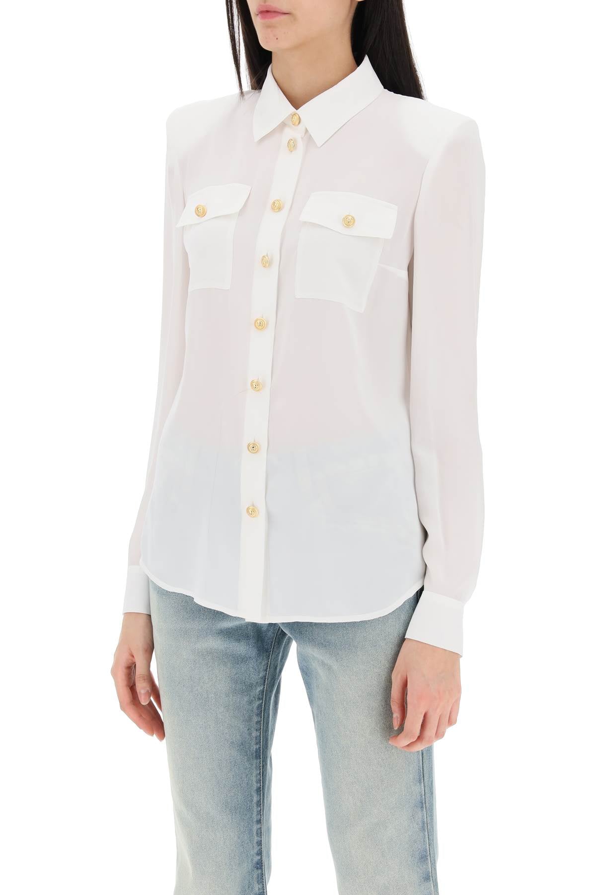 BALMAIN Buttoned Silk Shirt for Women - FW24 Collection