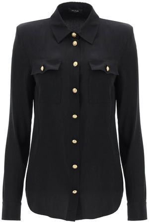 BALMAIN Buttoned Silk Shirt for Women - FW24 Collection