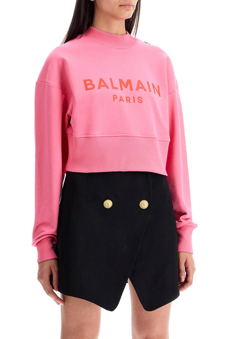 BALMAIN CROPPED SWEATSHIRT WITH BUTTONS