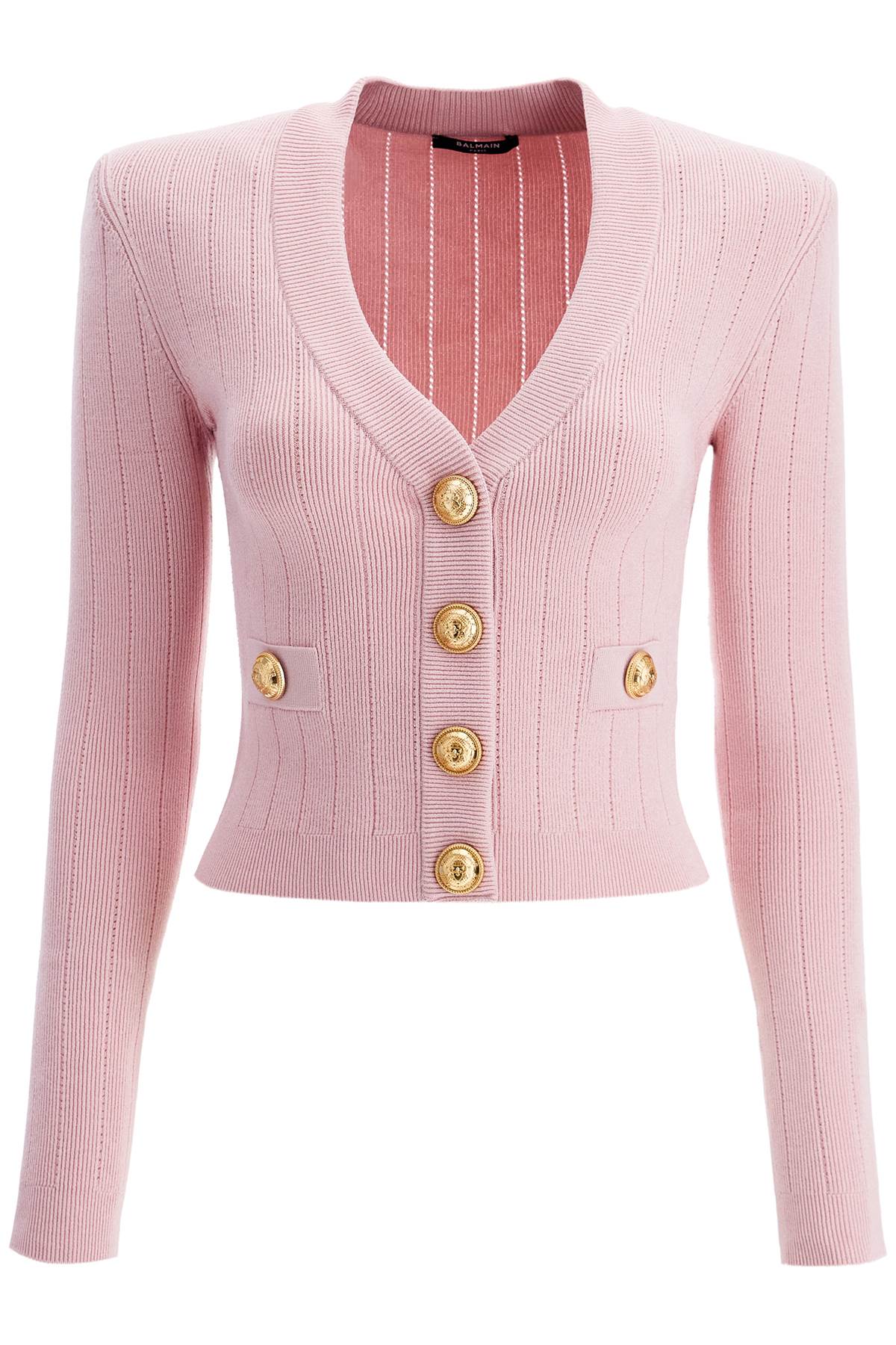 BALMAIN CARDIGAN WITH STRUCTURED SHOULDERS