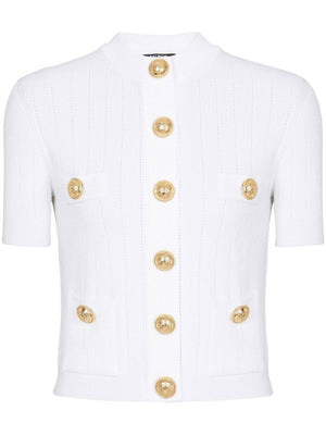 BALMAIN Chic Cropped Button-Up Cardigan