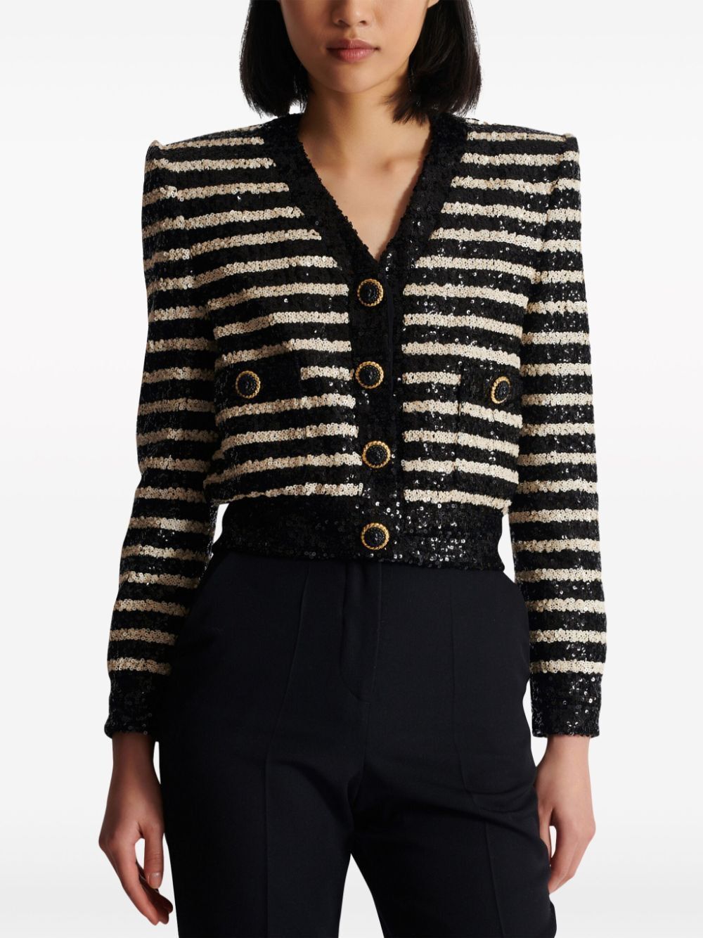 BALMAIN Sequined Striped Fashion Jacket