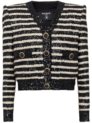 BALMAIN Sequined Striped Fashion Jacket