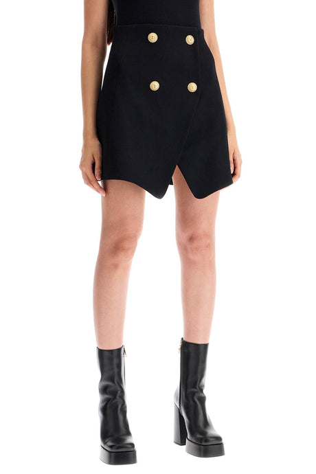 BALMAIN Elegant Flared Mini Skirt with Lion Detail Buttons