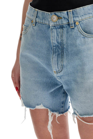 BALMAIN High-Waist Distressed Denim Shorts