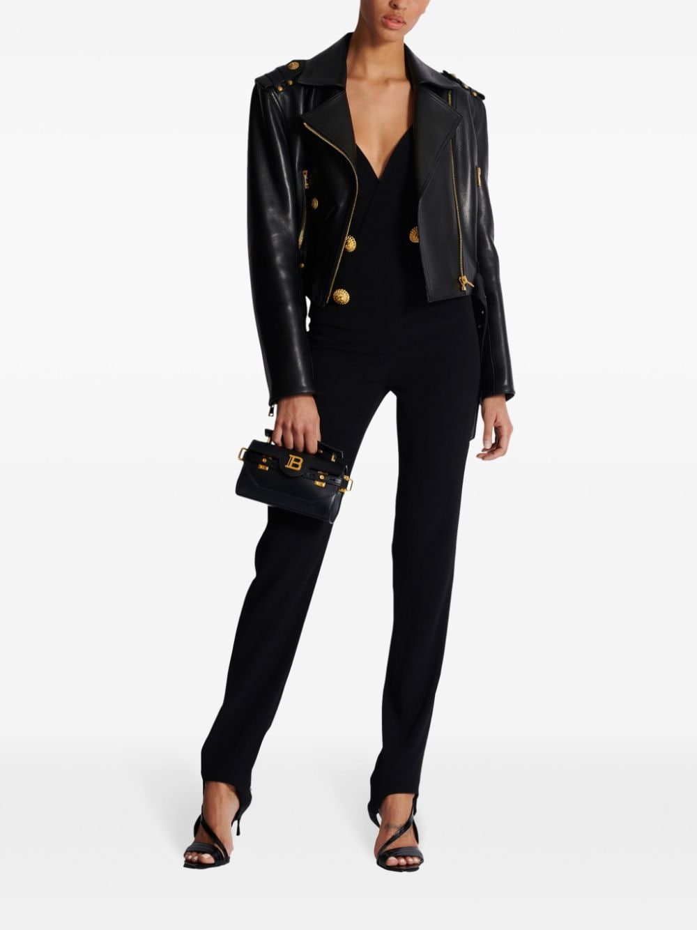 BALMAIN Elegant Halterneck Crepe Jumpsuit with Lion Motif