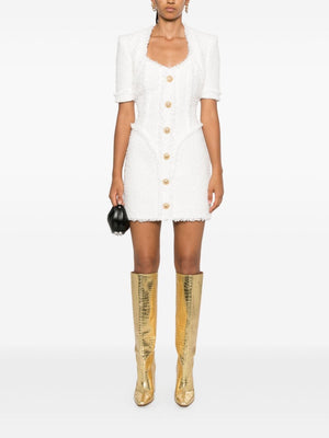 BALMAIN Chic Buttoned Mini Tweed Dress