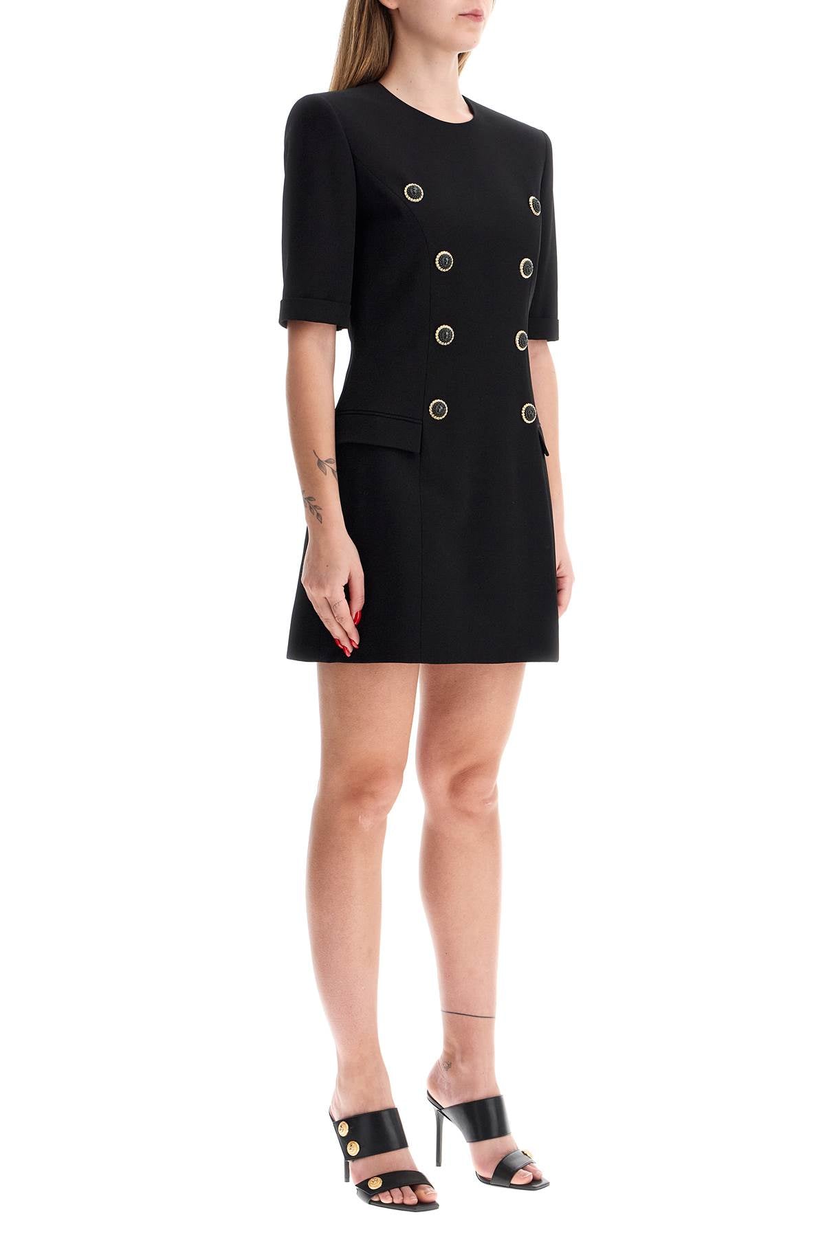 BALMAIN Elegant Mini Dress with Decorative Buttons