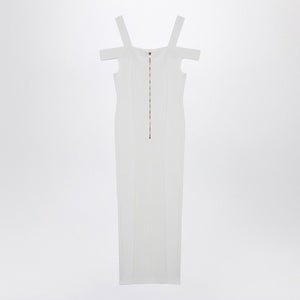 BALMAIN Elegant White Double-Strap Midi Dress