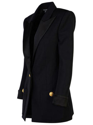 BALMAIN Elegant Peak-Lapel Wool Blazer