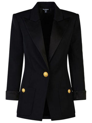 BALMAIN Elegant Peak-Lapel Wool Blazer