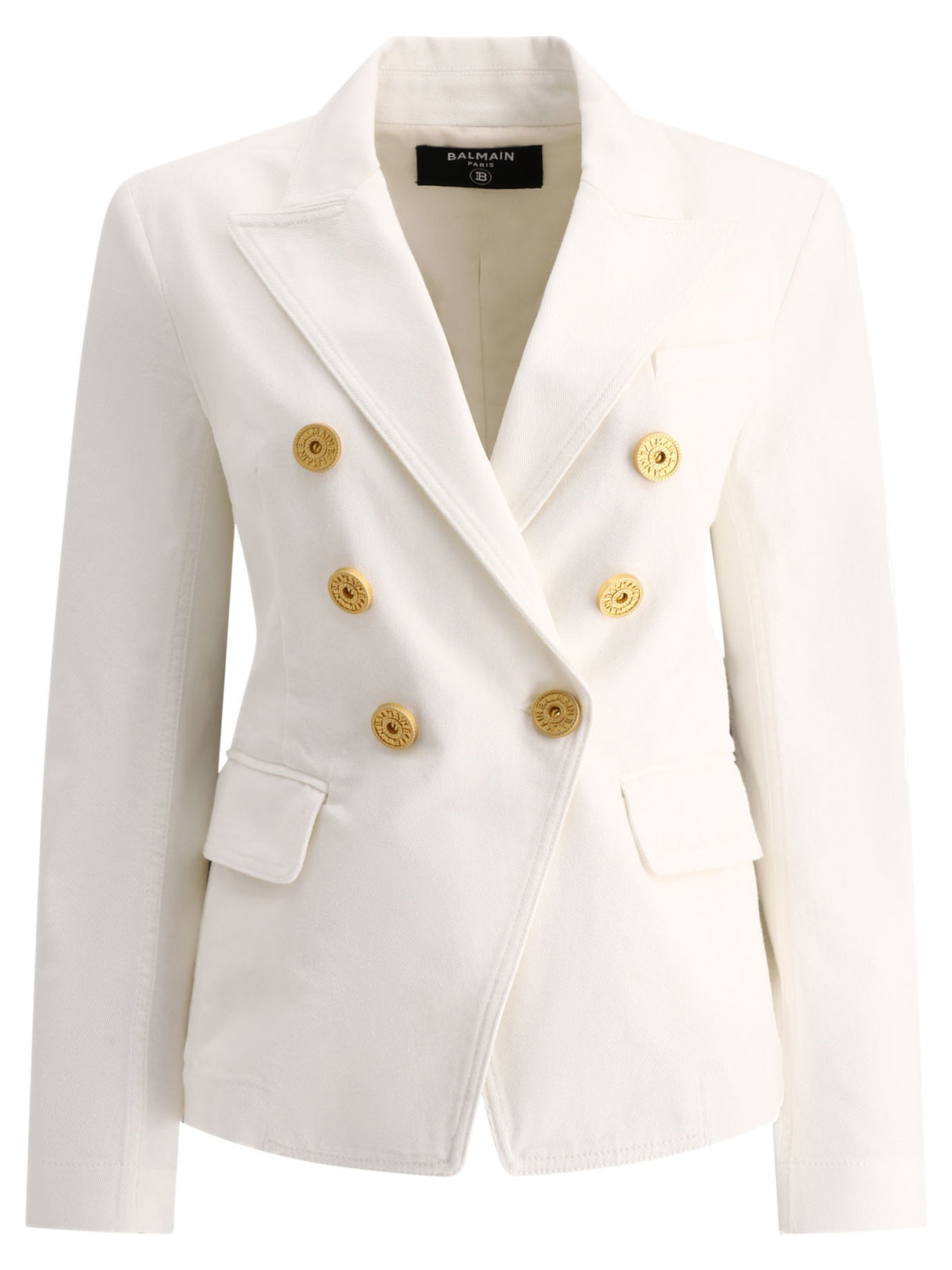 BALMAIN Classic Denim Blazer for Women in White - FW24