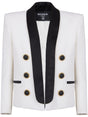 BALMAIN Elegant 6-Button Mini White Jacket with Black Lapel