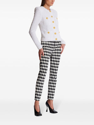 BALMAIN Chic White Tweed Short Jacket