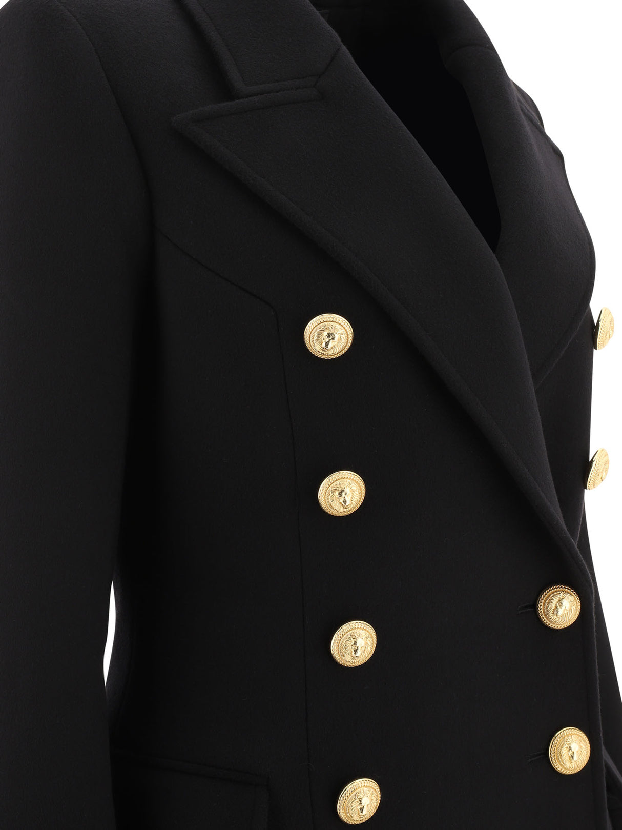 BALMAIN Elegant Double-Breasted Black Wool-Cashmere Jacket