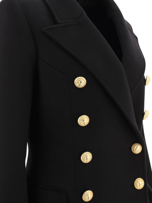 BALMAIN Elegant Double-Breasted Black Wool-Cashmere Jacket