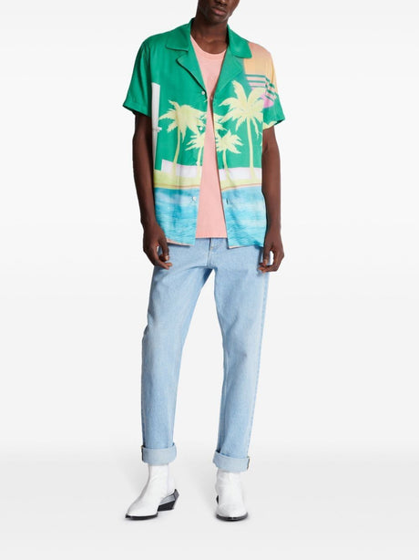 BALMAIN Tropical Escape Palm Print Pajama Shirt