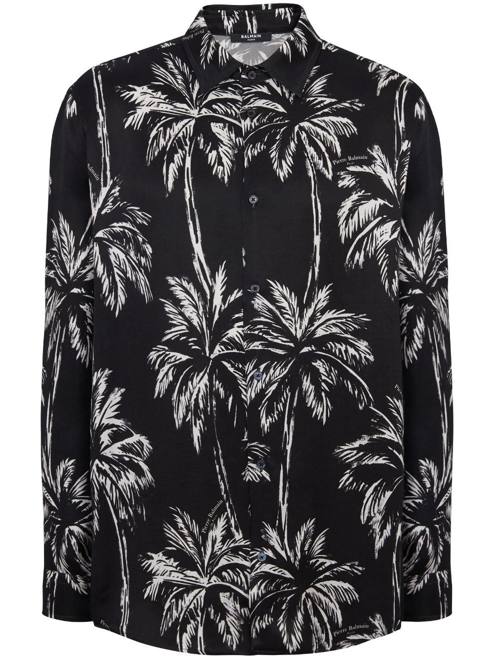 BALMAIN Men's Satin Palm Print Button-Up Shirt