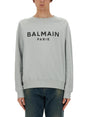 BALMAIN Regular Fit Flocked Logo Sweatshirt - Size L