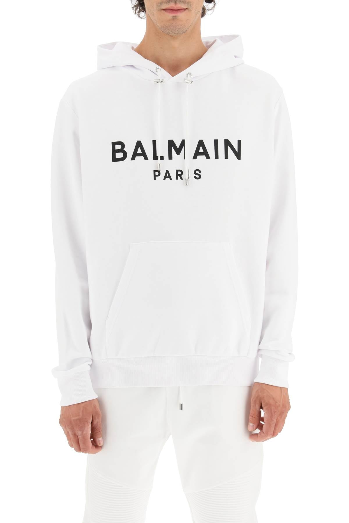 BALMAIN Luxury French Terry Logo Hoodie - Size L