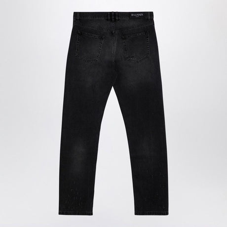 BALMAIN Urban Distressed Black Denim Jeans