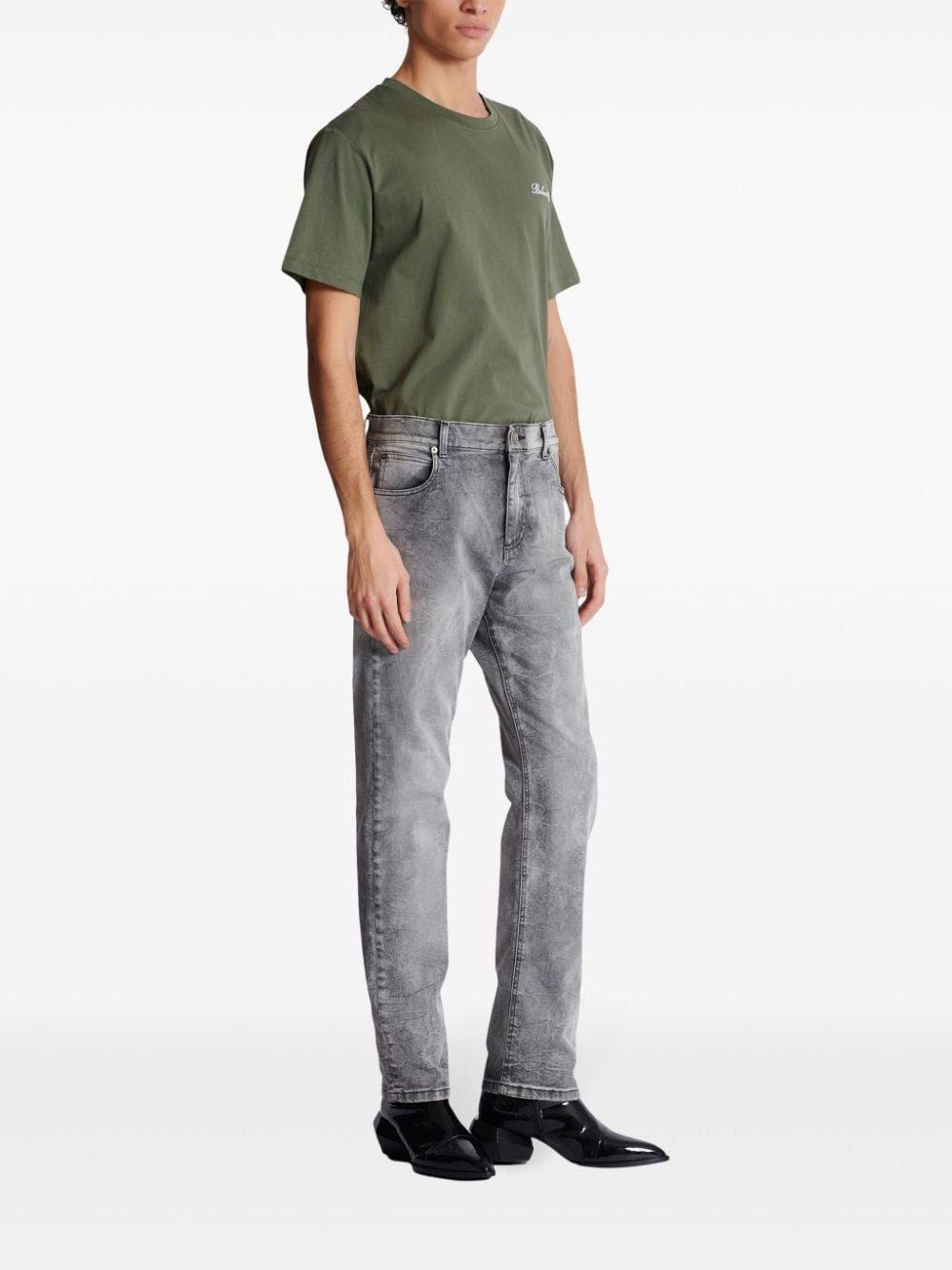 BALMAIN Contemporary Grey Wash Denim Jeans