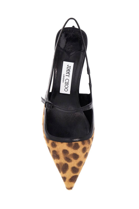 JIMMY CHOO Leopard Print Leather Pumps with 45mm Heel and Pointed Toe