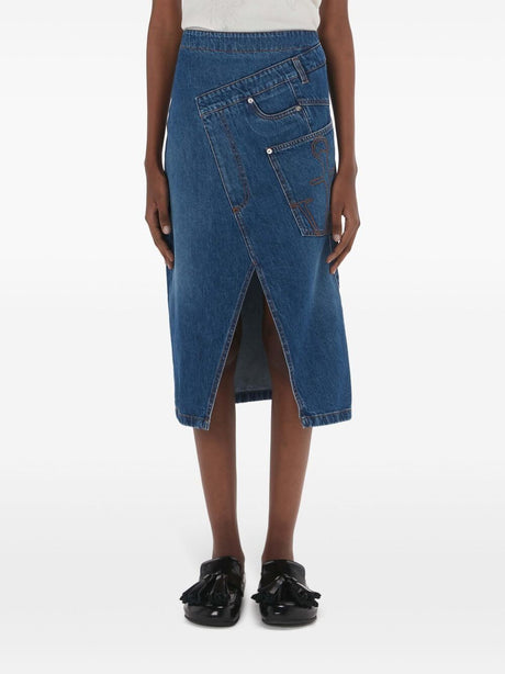 JW ANDERSON Twisted Denim Midi Skirt