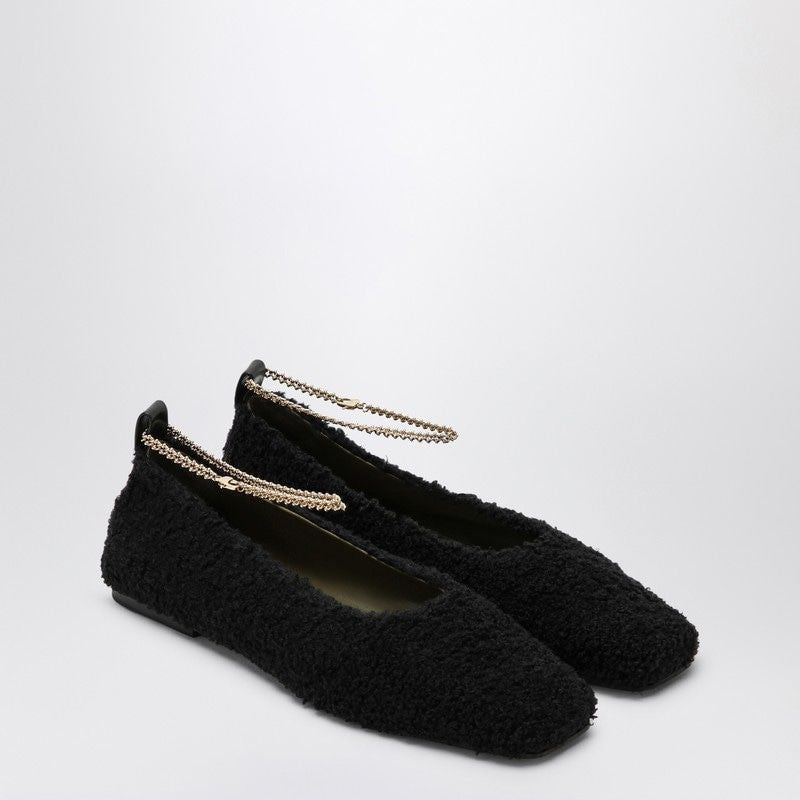 MARIA LUCA Mini Black Teddy Ballerina with Chain Ankle Strap