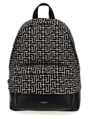 BALMAIN Elegant Monogram Jacquard Mini Backpack