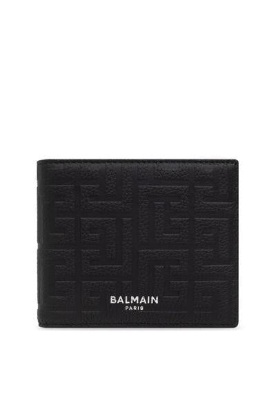 BALMAIN Luxury Grained Leather Mini Wallet