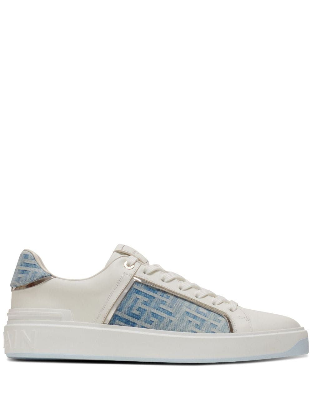 BALMAIN Men's Bcourt Calfskin Denim Sneakers