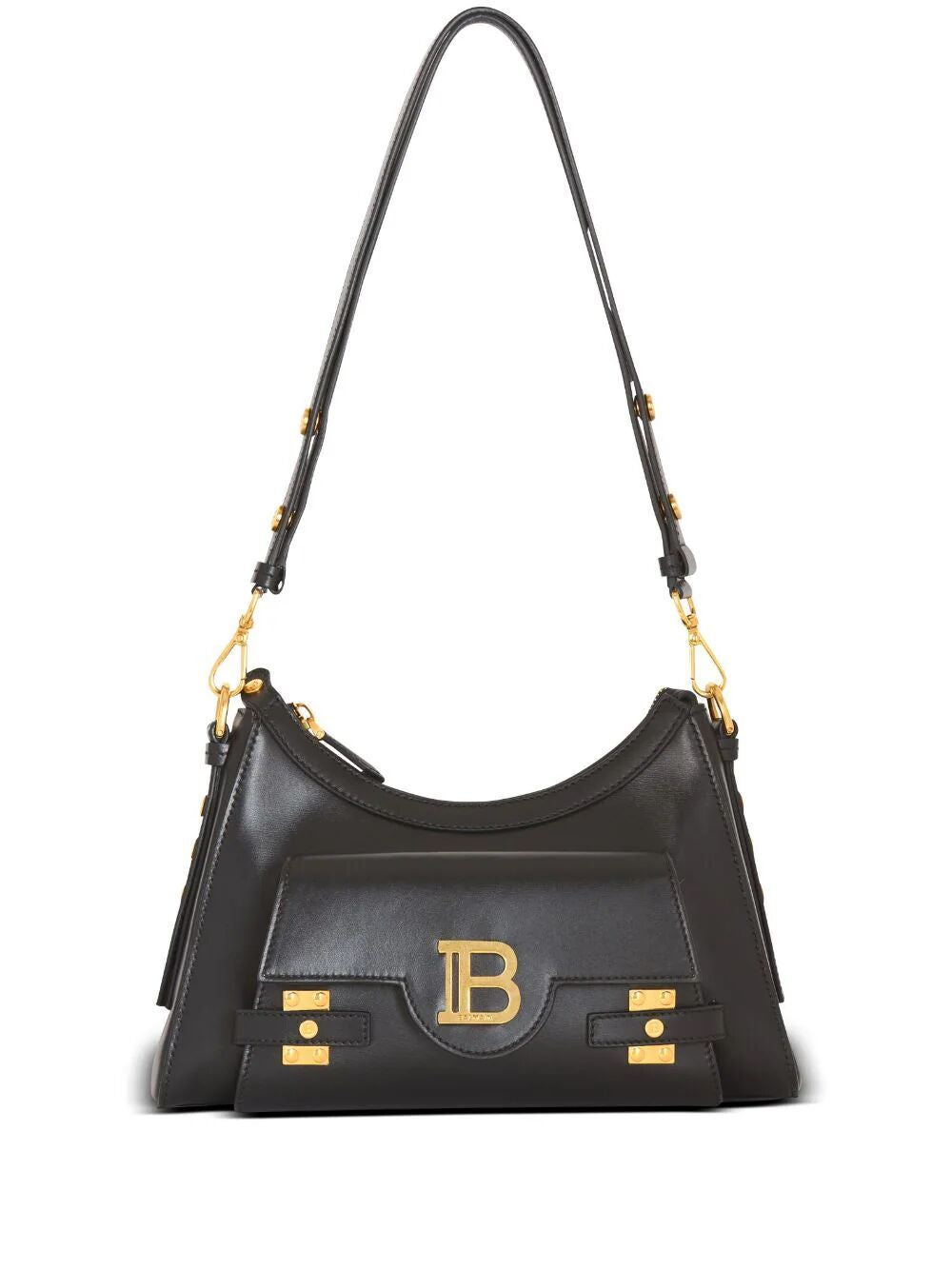 BALMAIN Chic Buzz Hobo Handbag with Golden Logo